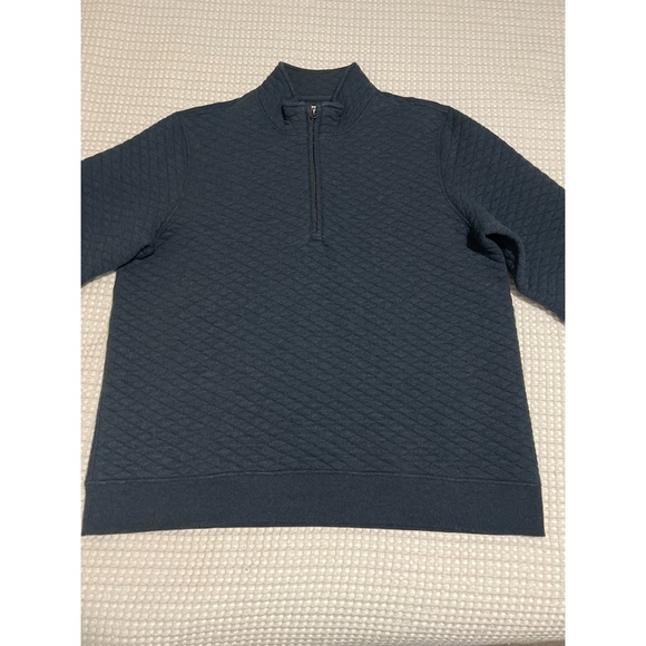 Billy Reid Diamond Quilt Half Zip Sweater Men’s Carbon Blue XXL Pullover - Picture 9 of 16